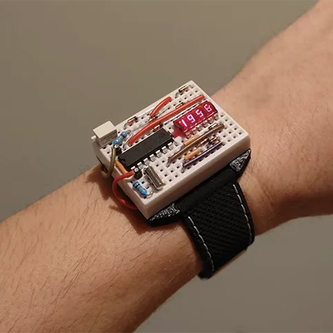 Prototype of a smart watch with an old rare classic LED display