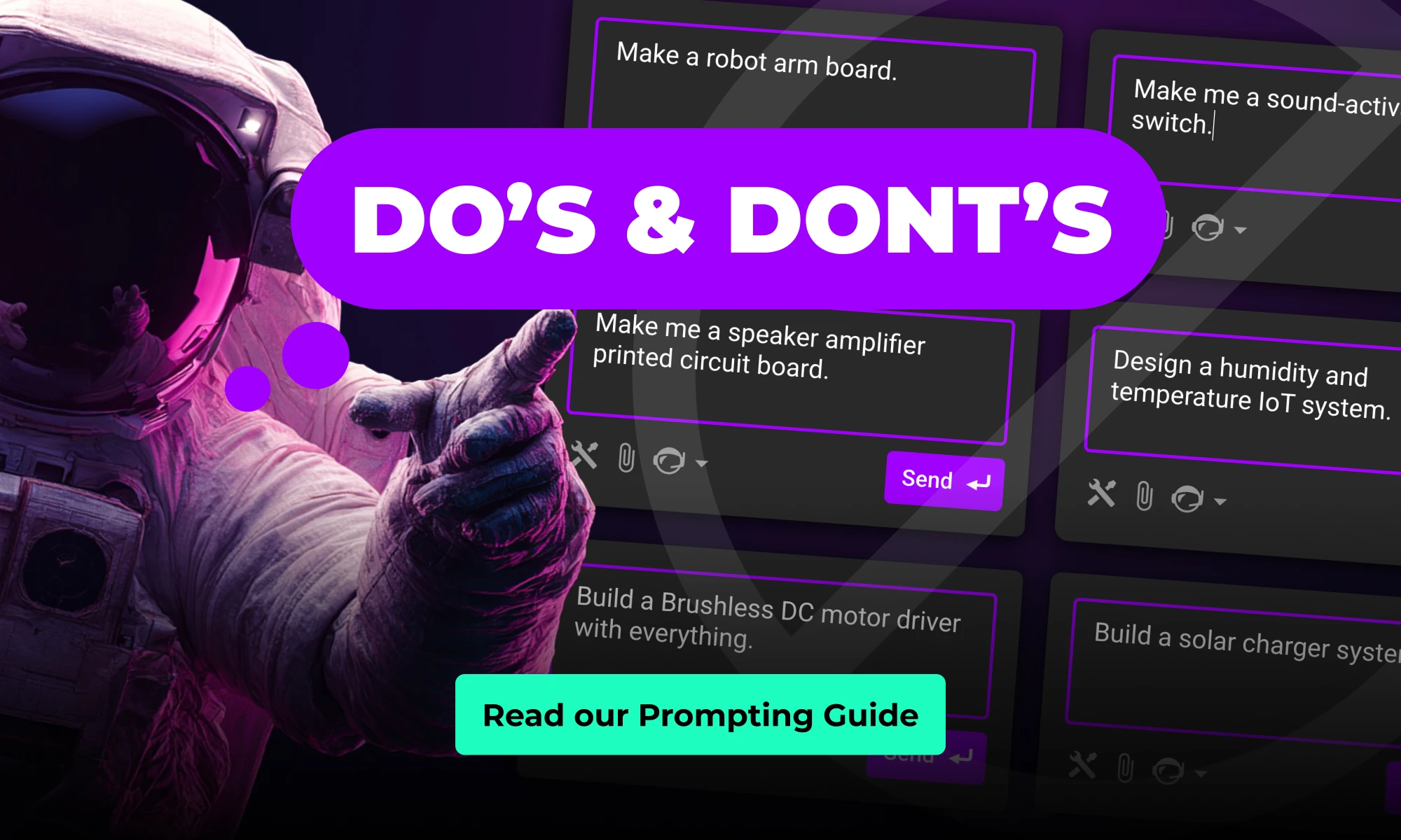 Flux, an AI hardware intern pointing out the dos and don'ts when prompting.