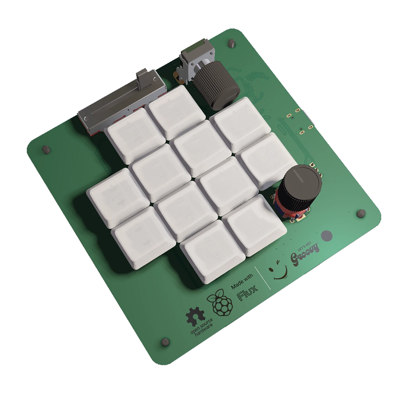 macropad keyboard 3D view in Flux