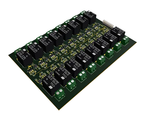 3D PCB view of 16-channel Relay Module