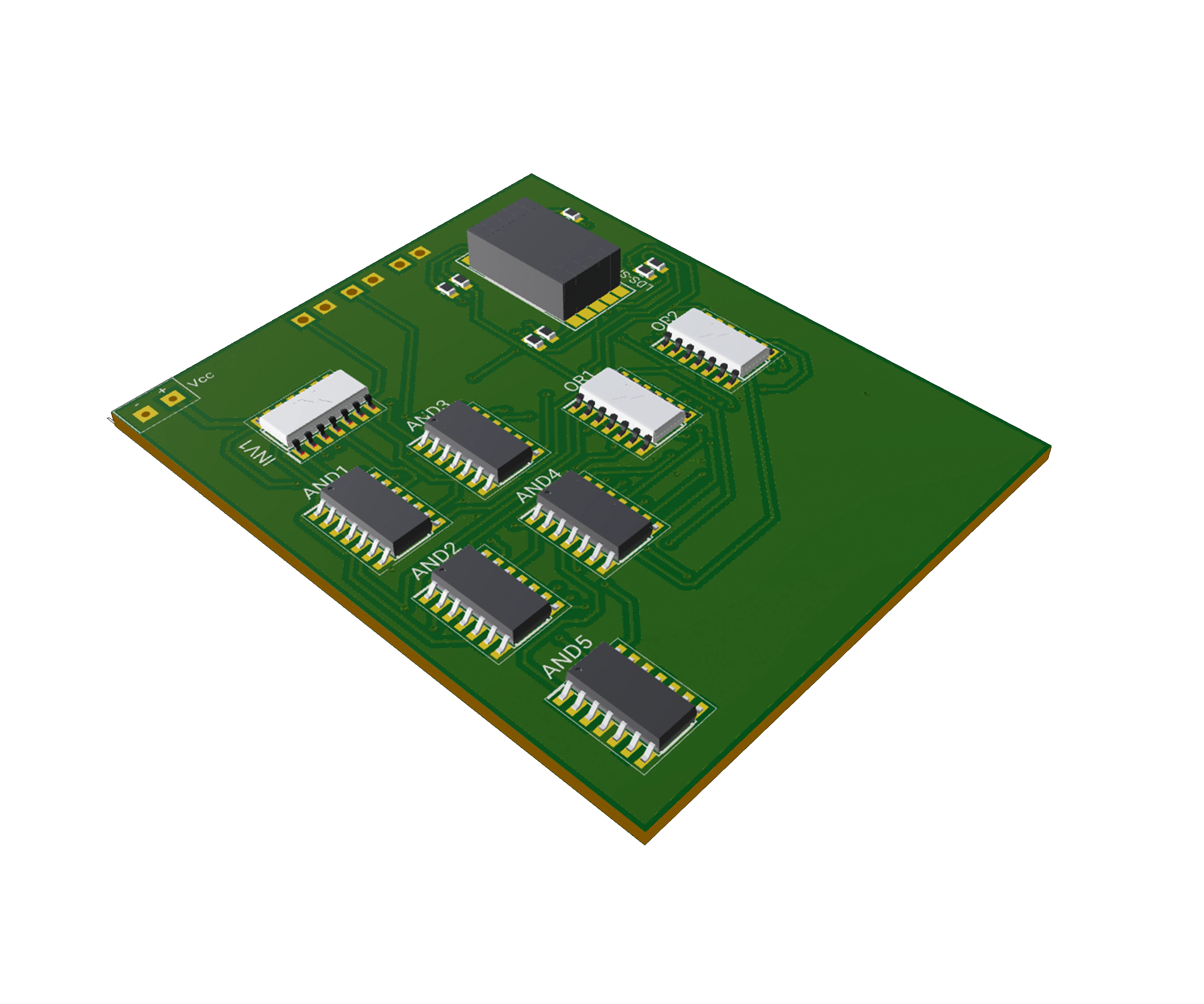 3D PCB view of 7-Segment Controller