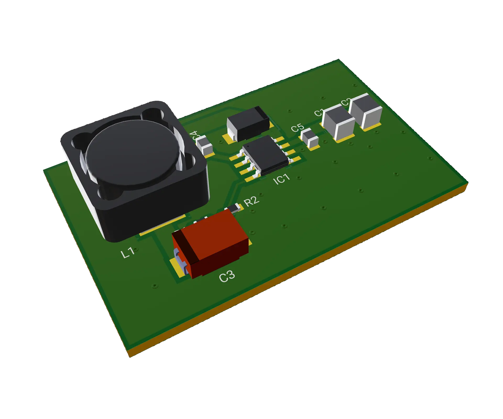 3D PCB view of TPS5430 5V Module