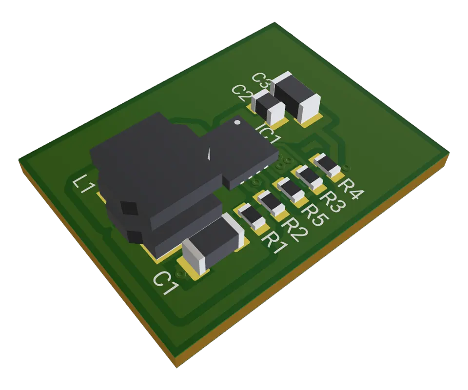 3D PCB view of TPS61032RSAR Module