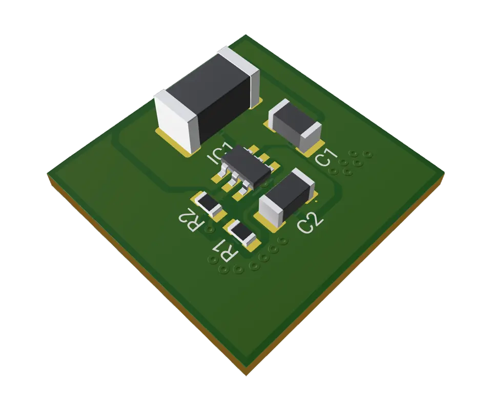 3D PCB view of TPS61070DDCRG4 Module