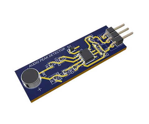 3D PCB view of LMV358 Audio Peak Detector