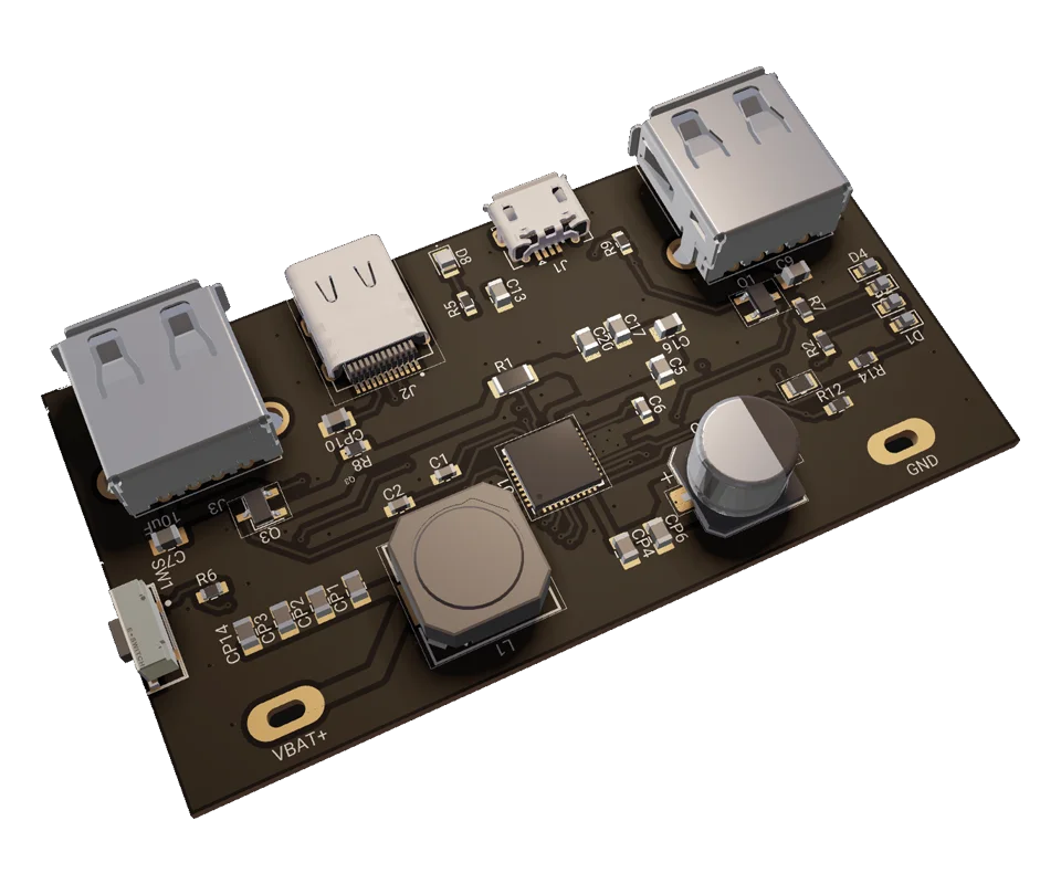 3D PCB view of Powerbank Board 