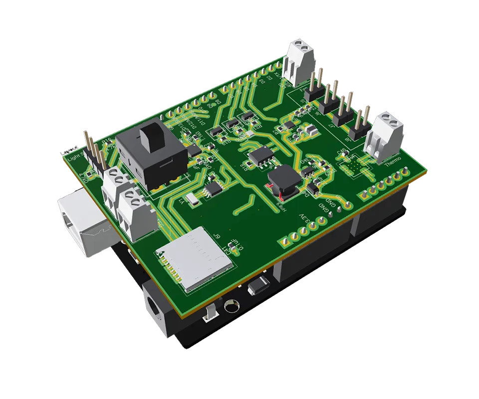 3D PCB view of the project