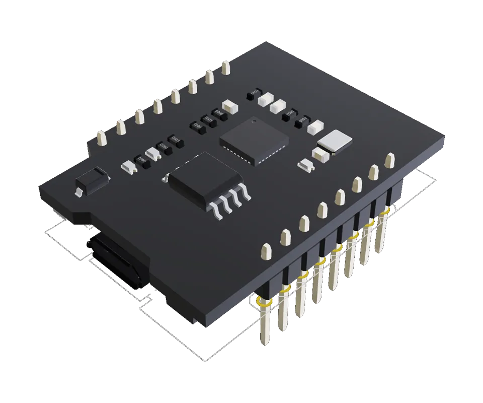 3D PCB view of Wemos D1 Mini Template