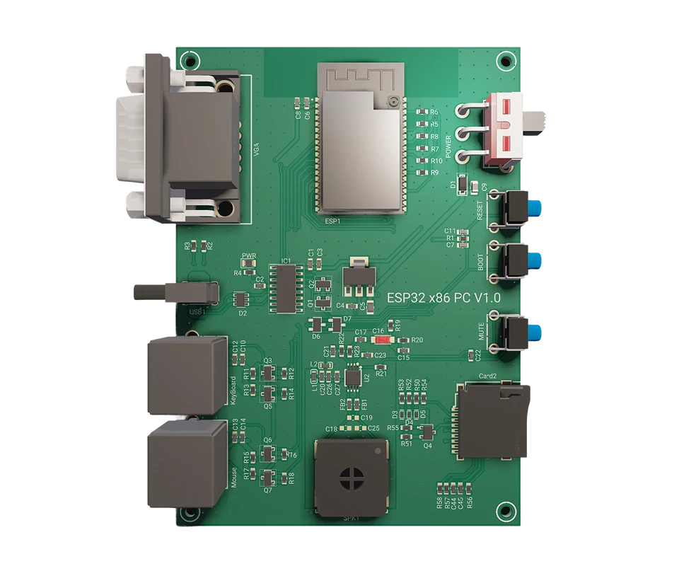 3D PCB view of ESP32 x86 PC