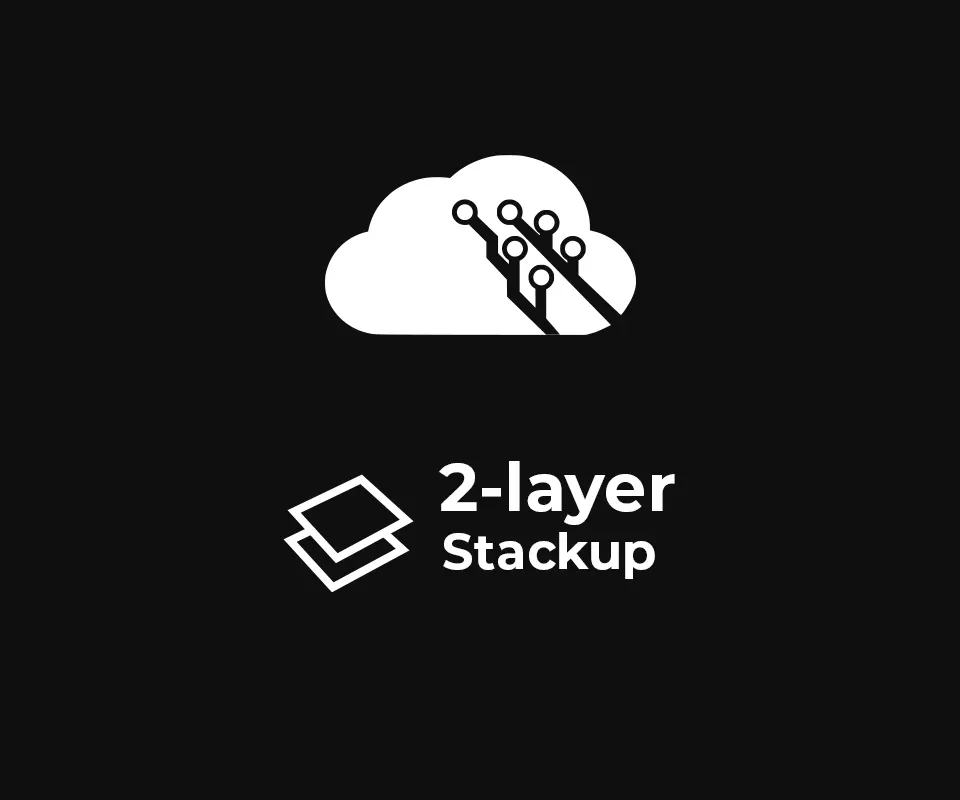 3D PCB view of AISLER 2-layer Simple Stackup