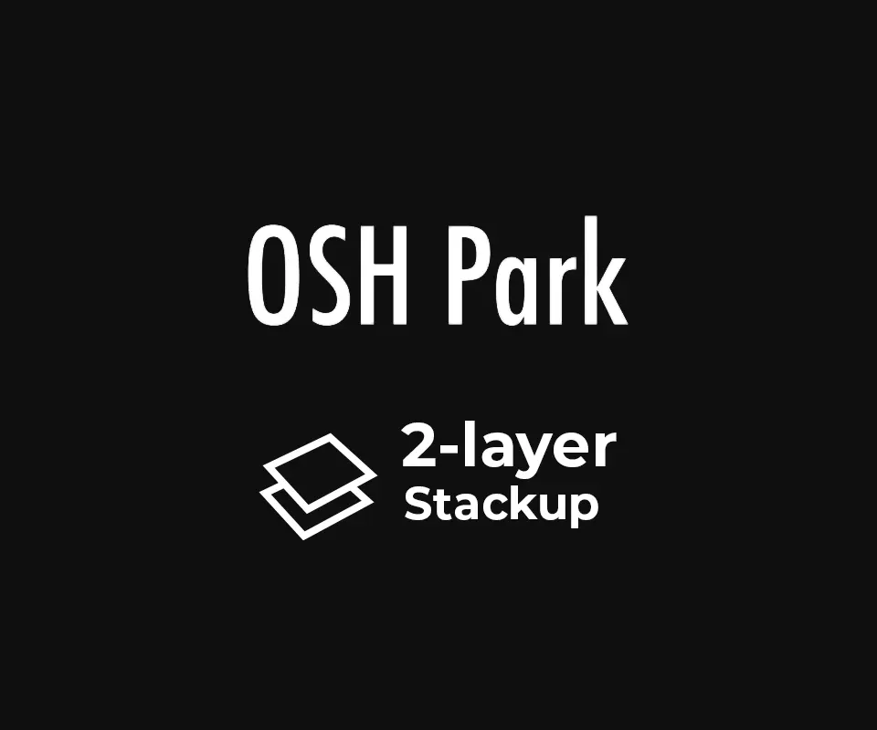 3D PCB view of OSHPARK 2-layer Stackup