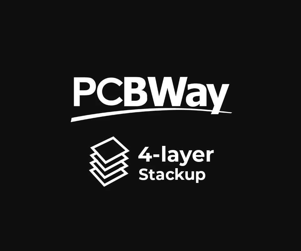 3D PCB view of PCBWay 4 Layer Stackup Template