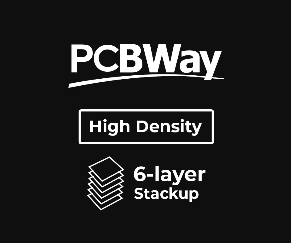 3D PCB view of PCBWay 6 Layer HDI Stackup Template