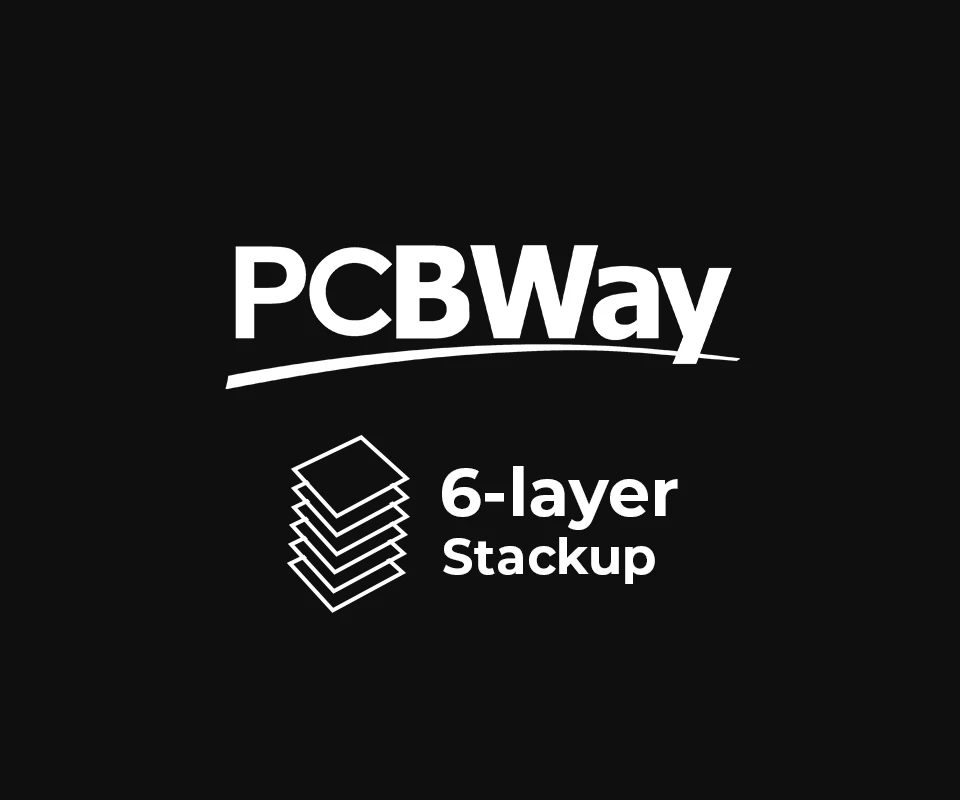 3D PCB view of PCBWay 6 Layer Stackup Template