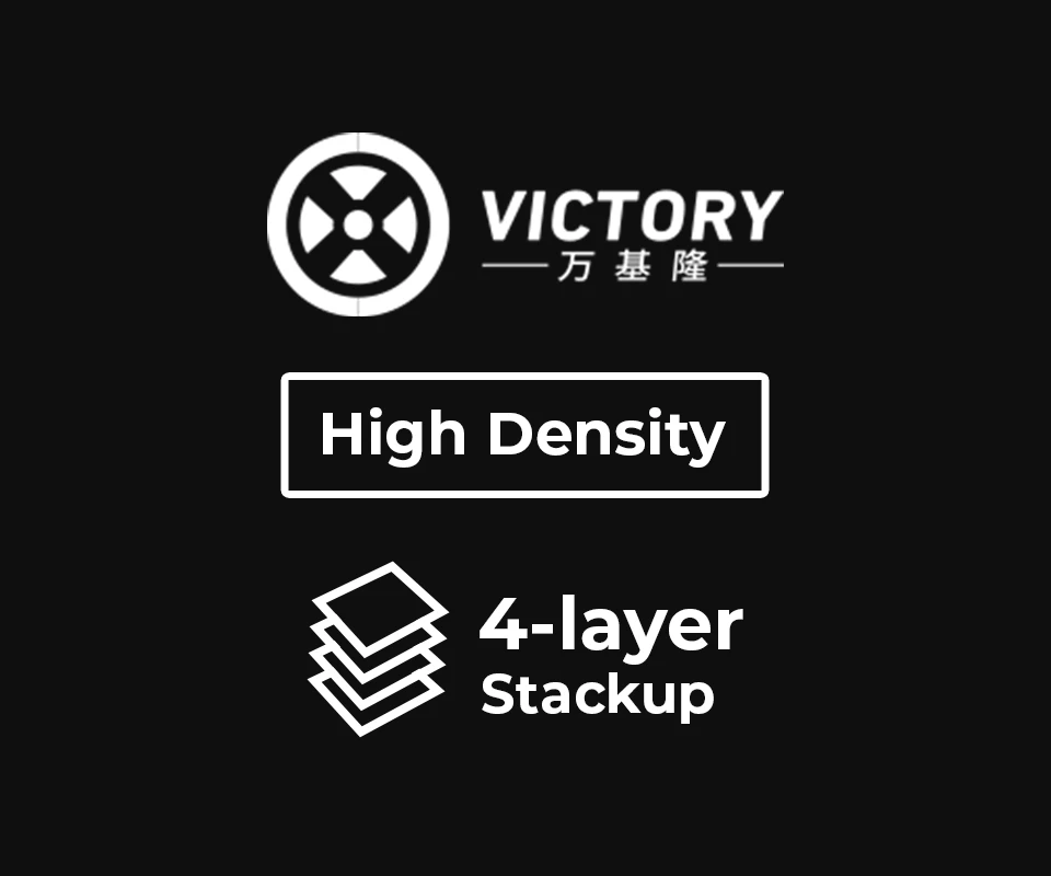 3D PCB view of VictoryPCB 4 Layer HDI Stackup Template