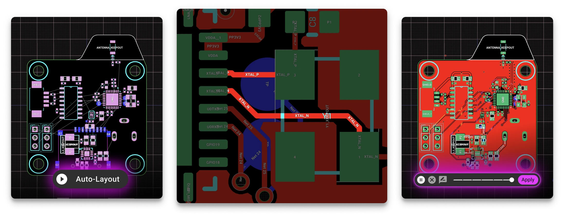 Flux Copilot - The First AI Powered Hardware Design Assistant can now route your PCB. Introduction of AI Auto-Layout. With just one click, Copilot tackles the repetitive task of routing your board, delivering clean, human-like results that are easy to work with and iterate on.